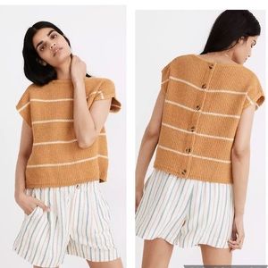Madewell Boatneck Button-Back Sweater Tee Stripe